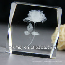 Laser 3D belle rose en cristal comme cadeau Giveaway